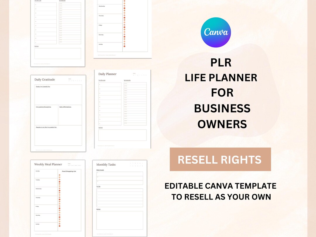 Digital Life Planner With Master Resell Rights PLR | Canva Template ...