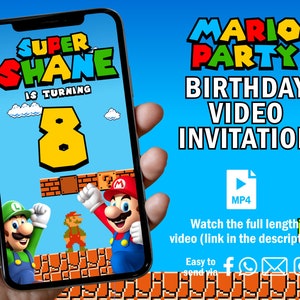 Super Mario Invitation, Super Mario Birthday Video Invitation, Super Mario Animated Video, Super Mario Custom Invite, Super Mario Theme