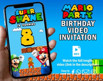 Super Mario Invitation, Super Mario Birthday Video Invitation, Super Mario Animated Video, Super Mario Custom Invite, Super Mario Theme