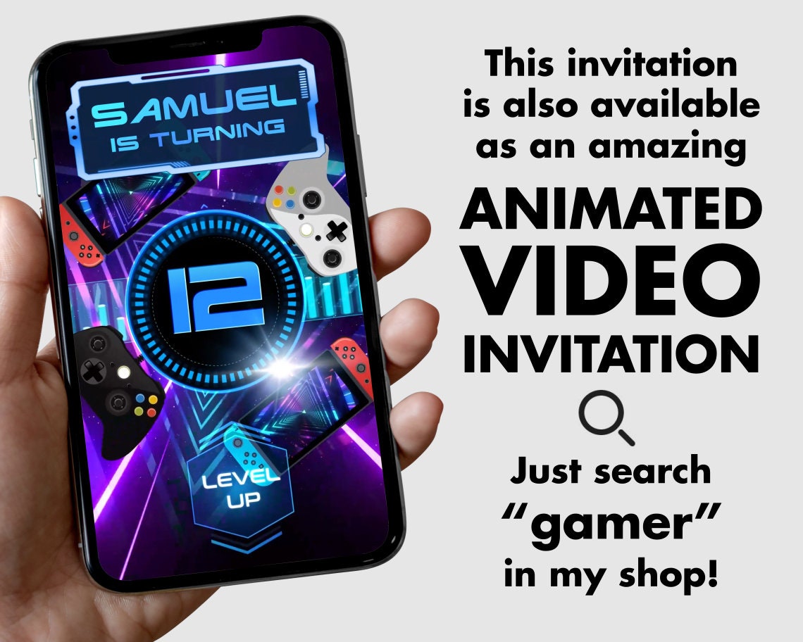Video Game Printable Birthday Invitation Video Gamer - Etsy