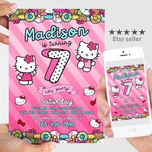 Invito stampabile a forma di gattino carino, invito di compleanno a forma di gattino kawaii, invito personalizzato a forma di gattino, invito a forma di gatto carino, invito a forma di gattino, Let's Pawty