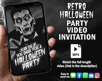 Halloween Party Video Invitation, Animated Dracula, Frankenstein, Zombie (MP4)