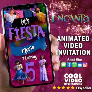 Encanto Fiesta Invitation, Encanto Birthday Fiesta Invitation, Encanto Animated Video, Encanto Custom Invite, mirabel, isabela, antonio