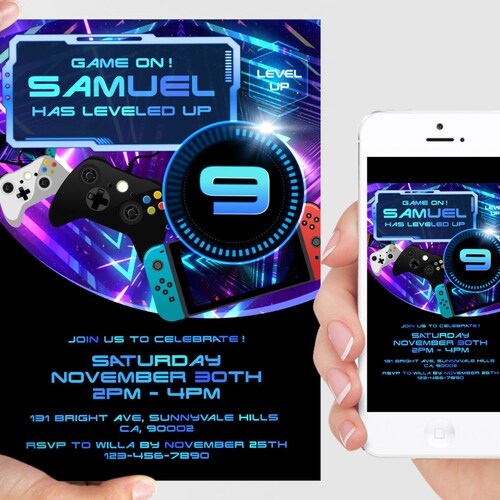 Video Game Printable Birthday Invitation Video Gamer - Etsy