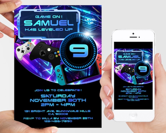Video Game Printable Birthday Invitation Video Gamer | Etsy Australia