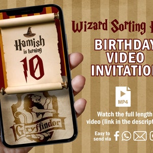 Wizard Sorting Hat Invitation, Wizard Sorting Hat Birthday Video Invitation, Wizard Sorting Hat Animated Video, Wizard Hat Custom Invite