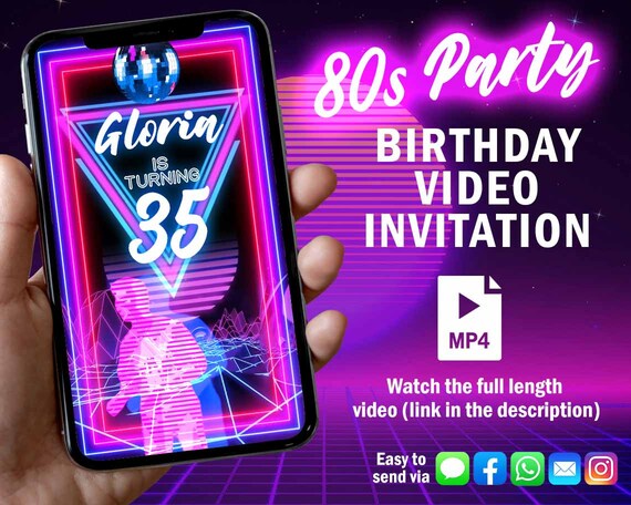 80s Party Invitation Retro 80s Birthday Video Invitation - Etsy