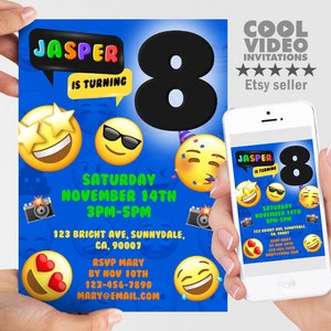 Emoji Printable Invitation, Emoji birthday invitation, Emoji personalized invite, Emoji printable invitation, Emoji evite, Emoji Electronic