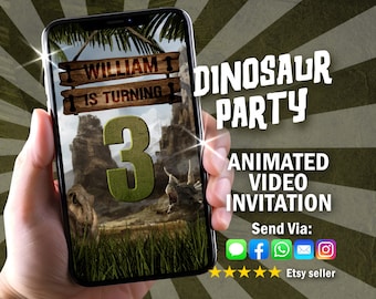 Dinosaur Invitation, Dinosaur Birthday Video Invitation, Dinosaur Party Animated Video, Dinosaur Birthday Custom Invite, Dinosaur party