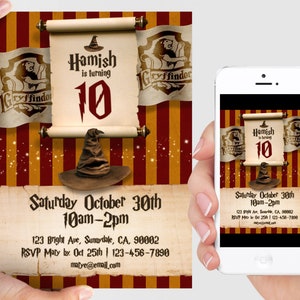 Wizard Sorting Hat Printable Invitation, Wizard Sorting Hat birthday invitation, Wizard Sorting Hat personalized invite, Sorting Hat evite