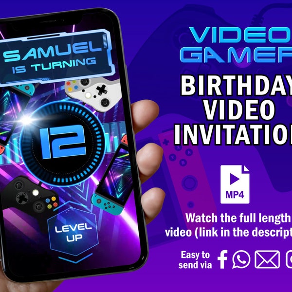 Video Game Invitation, Gamer Birthday Video Invitation, Video game party Animated Video, Video Game Custom Invite, Gamer personalized video