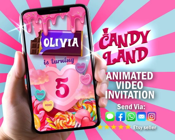 Candyland Birthday Animated Video Invitation, Sweets Party