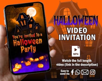 Halloween Party Video Invitation, Animated Custom Invite