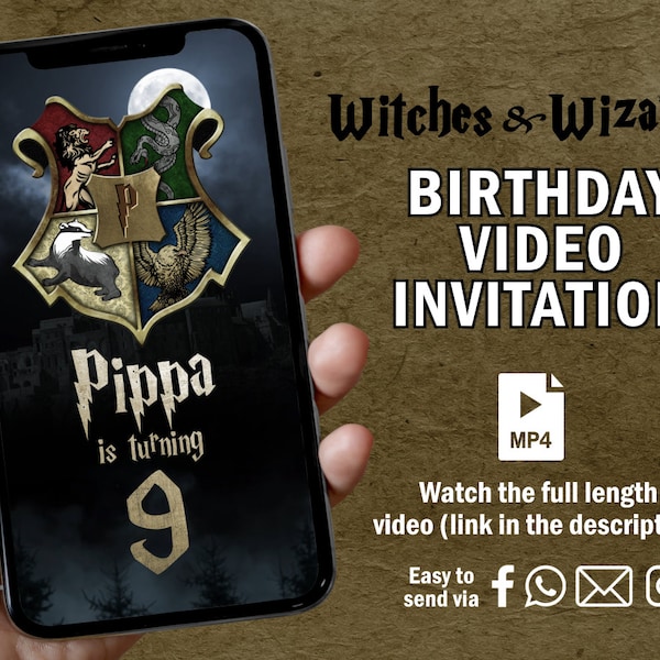Witches and Wizards Invitation, Witches and Wizards Birthday Video Invitation, Witches and Wizards Animated Video, Wizards Custom Invite