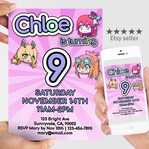 Gacha Life Printable Invitation, Gacha Life personalized invite, Gacha Life printable invitation, Gacha Life evite, Gacha Life Electronic
