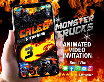 Monster Truck Invitation, Monster Truck Birthday Video Invitation, Monster Truck Animated Video, Monster Truck Custom, Monster Truck theme