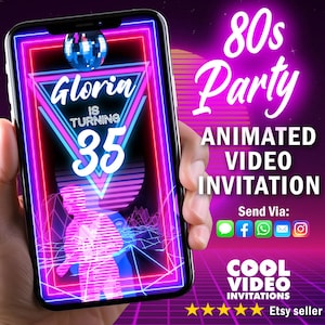80s party Invitation, retro 80s Birthday Video Invitation, 1980s Animated Video, 80s retro Custom Invite, back to the 80s, 1980s birthday