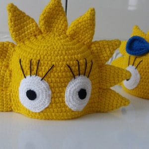 Crochet inspired by Simpsons hat-Lisa simpsons hat-choose character-halloween costume-Newborn Beanie-Crocheted Cap,for twins
