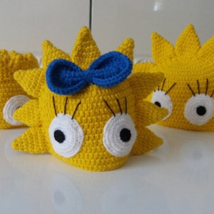Crochet inspired by Simpsons hat-Maggie hat-halloween costume-Newborn Beanie-Crocheted Cap,for twins