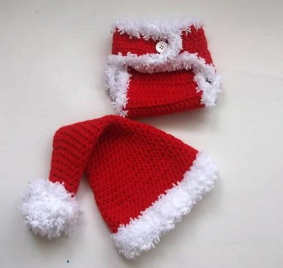 Santa Diaper Cover and Aviator Hat 