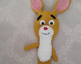 Capa para cabeça de taco de golfe de coelho de crochê - Amigo do Ursinho Pooh