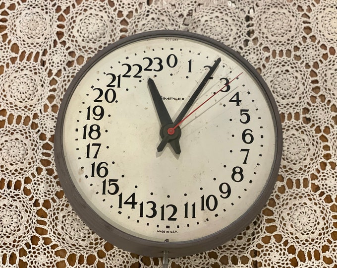Vintage Simplex Military 24 Hour Wall Clock/midcentury Clock/military