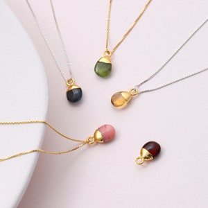 Tumbled Raw Birthstone Pendant or necklace/ Birthstone necklace for women / Gemstone jewellery / raw gem pendant / birthday gift/ friendship