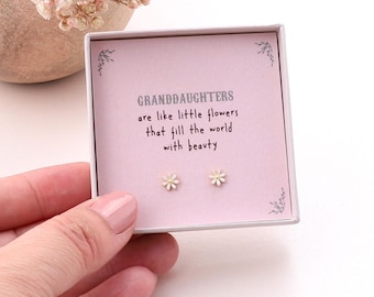 Sterling Silver Granddaughter Little Flower Earrings/flower earrings for granddaughter/first time piercing silver earrings for Granddaughter