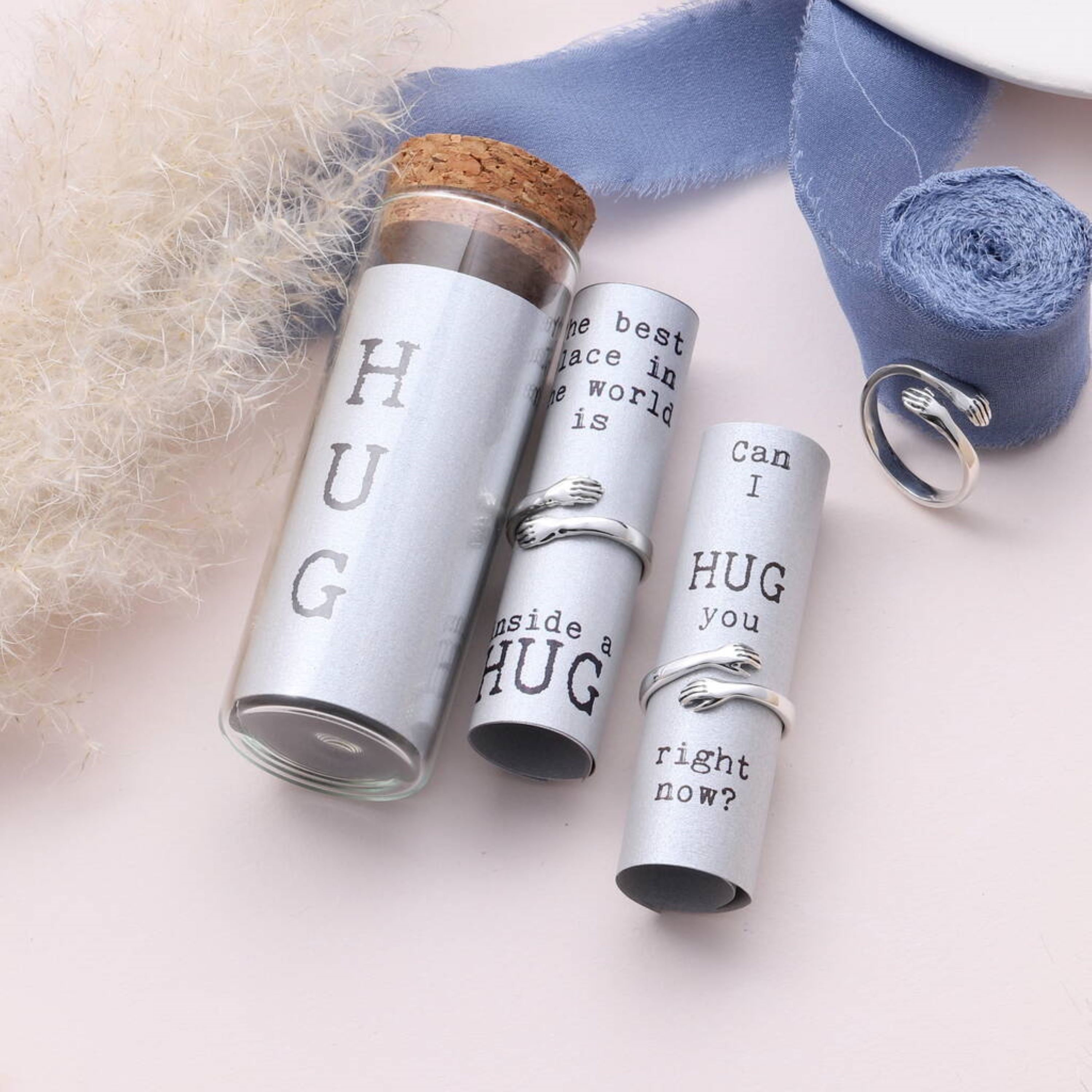 Hug Rings Bentoit Sterling Silver Hug Ring / Personalised Hug Ring/ Unisex Ring ...