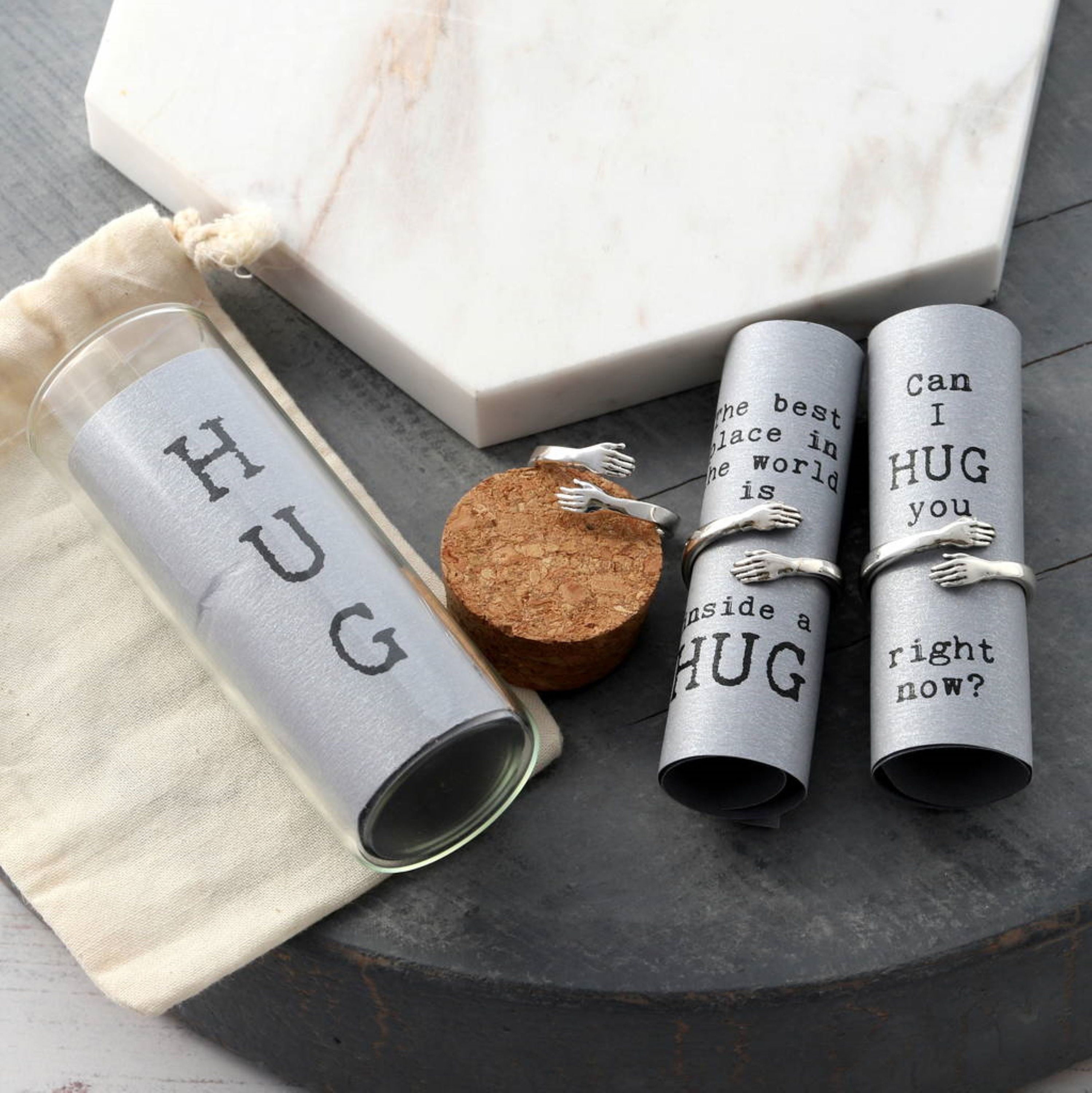 Hug Rings Bentoit Sterling Silver Hug Ring / Personalised Hug Ring/ Unisex Ring ...