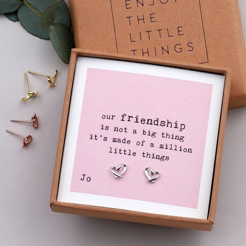 A Million Little Things Friendship Heart Earrings / sterling heart earrings for friend / gift for friends birthday / wedding bridesmaid gift image 2