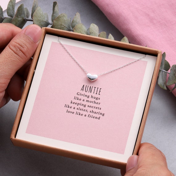 Sterling Silver Auntie Necklace Personalised Heart Pendant