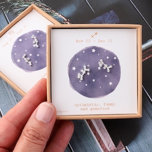 Star Sign Constellation Earrings Studs / sterling silver constellation earrings / crystal silver horoscope earrings / zodiac sign jewellery
