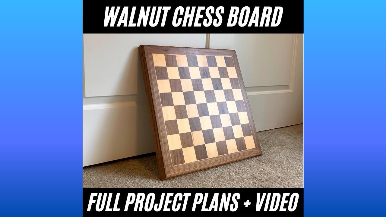 Sweet Hill Wood Chess Boards. Walnut and Maple Chess Board - 3 inch squares  - curly maple accent frame