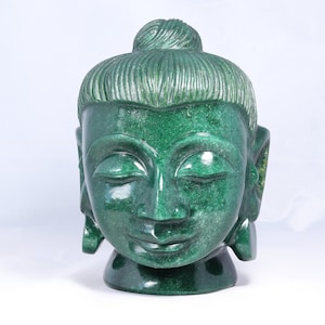 6&quot; Natural Hand Carved Green Aventurine Buddha Head Statue