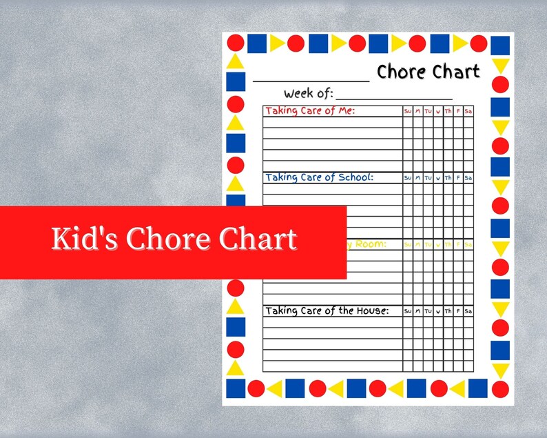 Kid's Chore Chart - Printable - Etsy