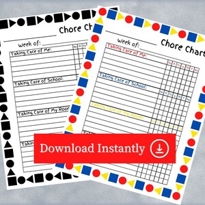 Kid's Chore Chart - Printable - Etsy