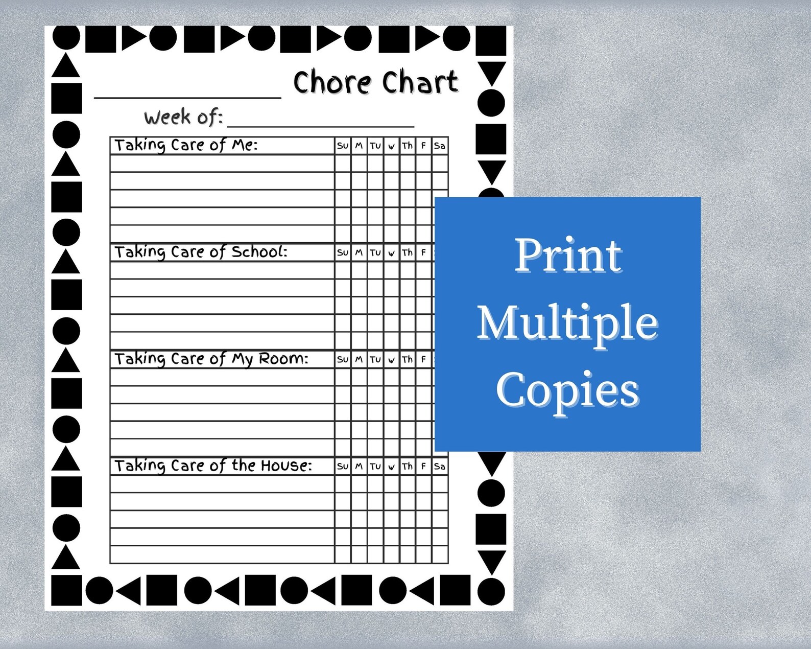 Kid's Chore Chart - Printable - Etsy
