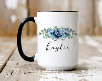 Personalized Flower Mug, Custom Name Mug, Personalized Name Mug, Custom Name Gift, Own Text Mug, Gift For Friend