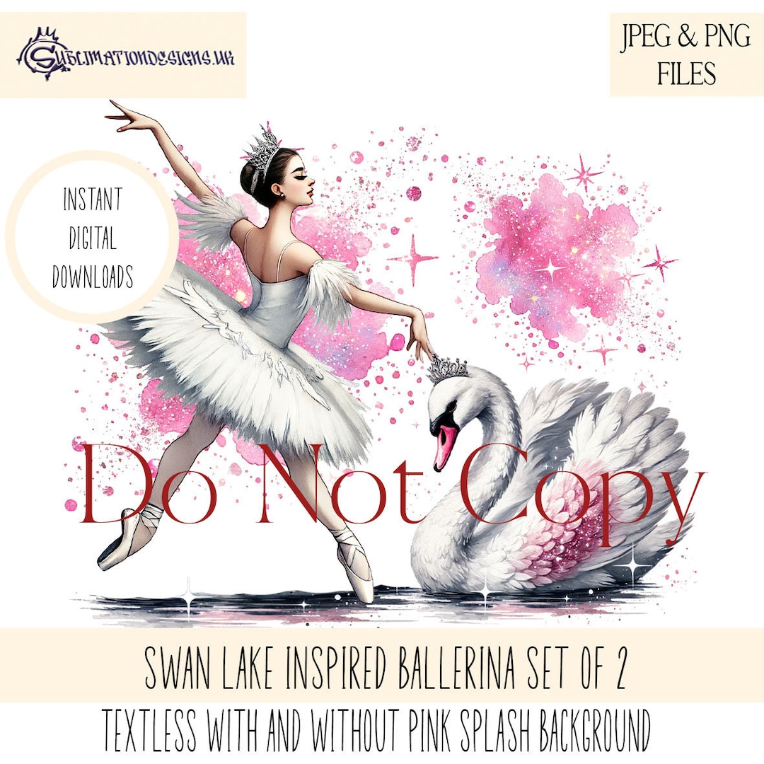 Swan Lake Ballerina & Swan Design Set: Resizable Ballet Art (JPEG, PNG ...