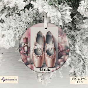 Conjunto de design de sublimação de Natal de bailarina quebra-nozes | 4 elegantes sapatilhas com tema rosa, arquivos de download instantâneo JPEG e PNG, Natal PNG