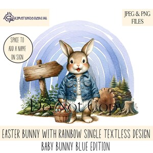 Baby Bunny Easter Blue Rainbow Design - Perfect for Sublimation | High-Quality JPEG, & PNG, Instant Download, Easter Sublimation Designs