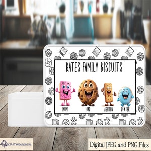 Whimsical Cartoon Biscuit Characters Set - Perfect for Sublimation Biscuit Tins and More! Sublimation Designs Set in JPEG and PNG