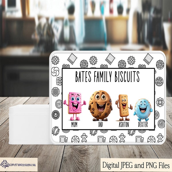 Whimsical Cartoon Biscuit Characters Set - Perfect for Sublimation Biscuit Tins and More! Sublimation Designs Set in JPEG and PNG