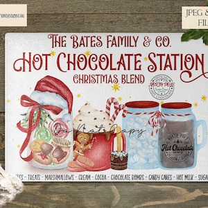 Hot Chocolate Station, Hot Chocolate Mug, Christmas Hot Chocolate Sublimation Designs Set of PNG and JPEG Instant Download Files Red Edition