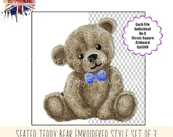 Embroidery Teddy Bear PNG: Hand-Drawn Baby Shower Clipart (Digital Download)