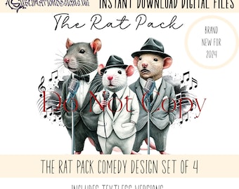 Comedy Rat Pack Designs Set | Rats in Suits | Music Designs | JPEG, PNG, Includes, Swing Music Designs,  Rat Pack Humour Design, Sublimation