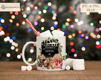 Watching Christmas Movies Digital Design, Christmas PNG, Christmas Sublimation Design Hot Chocolate Design Instant Download New Release