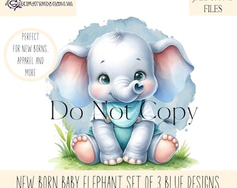 Ontwerpset babyolifant: kinderkamerdecoratie, sublimatie (JPEG, png)