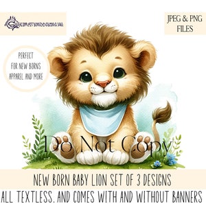 Nouveau motif lion pour bébé garçon | « Bienvenue dans le monde » et « C'est un garçon » | Cartes de naissance, vêtements, art mural, fichiers JPEG et PNG prêts pour la sublimation